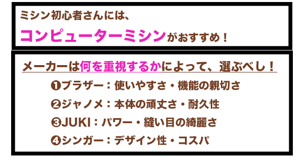 ミシン初心者におすすめなミシンの図