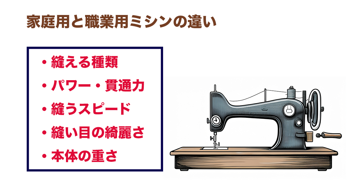 家庭用と職業用ミシンの違いのサムネイル